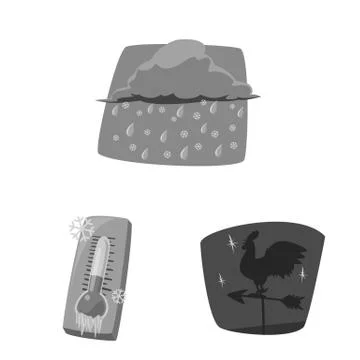 Vector design of weather and climate sign. Collection of weather and cloud Illustration