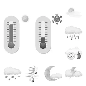 Vector design of weather and climate logo. Set of weather and cloud stock symbol Stock Illustration