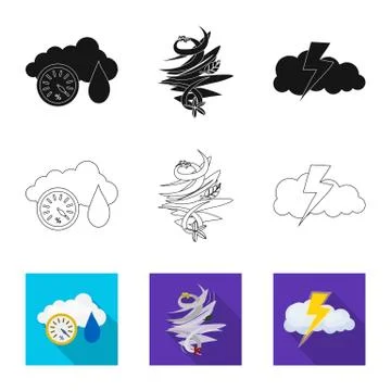 Vector design of weather and climate symbol. Set of weather and cloud stock Stock Illustration