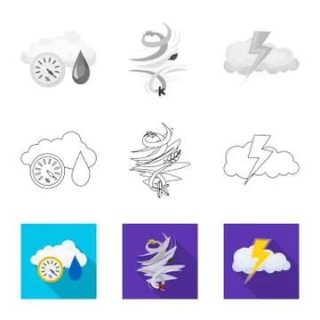 Vector design of weather and climate logo. Set of weather and cloud stock vector Illustrazione stock