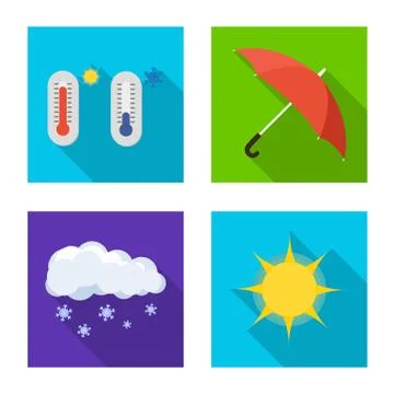 Vector design of weather and climate logo. Set of weather and cloud stock vector Stock Illustration