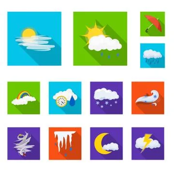 Vector design of weather and climate logo. Collection of weather and cloud stock Stock Illustration