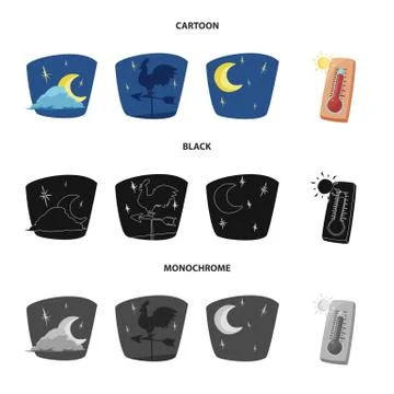 Vector design of weather and climate icon. Set of weather and cloud stock vector Illustration