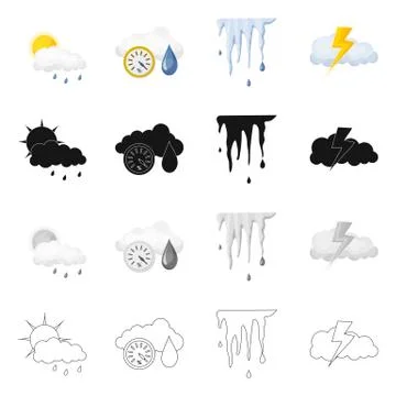 Vector design of weather and climate logo. Set of weather and cloud stock symbol Stock Illustration