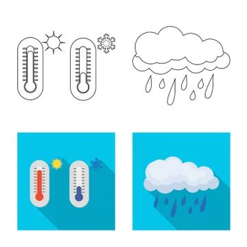 Vector design of weather and climate icon. Collection of weather and cloud stock 스톡 일러스트