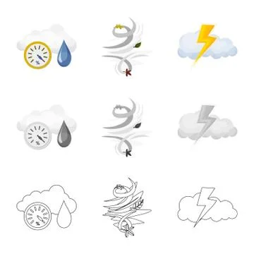 Vector design of weather and climate logo. Set of weather and cloud stock symbol Stock Illustration
