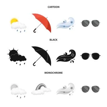 Vector design of weather and climate logo. Set of weather and cloud stock vector Stockillustratie