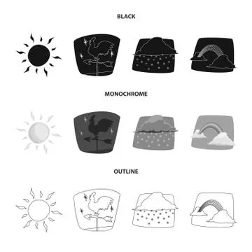 Vector design of weather and climate icon. Set of weather and cloud stock vector Stock Illustration