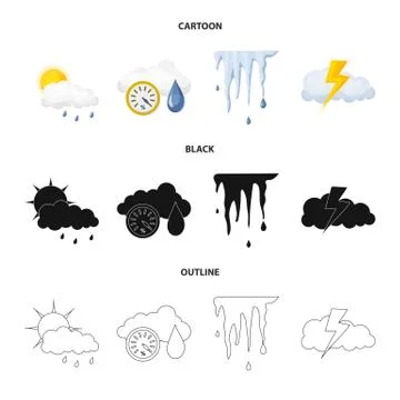 Vector design of weather and climate symbol. Collection of weather and cloud Illustrazione stock