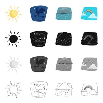 Vector design of weather and climate icon. Set of weather and cloud vector icon Stock Illustration