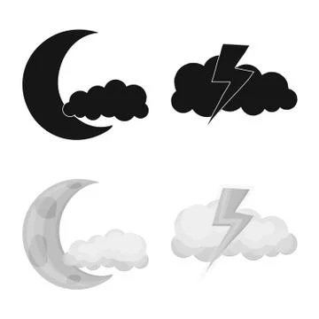 Vector design of weather and climate symbol. Set of weather and cloud vector イラスト素材