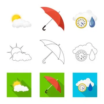 Vector design of weather and climate logo. Set of weather and cloud stock vector Stock Illustration