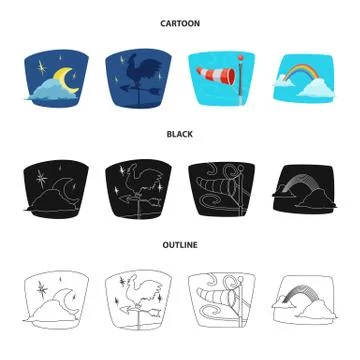 Vector design of weather and climate logo. Set of weather and cloud vector icon 스톡 일러스트