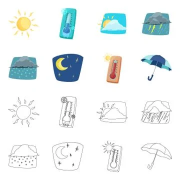 Vector design of weather and climate symbol. Collection of weather and cloud Illustrazione stock