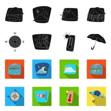 Vector design of weather and climate sign. Collection of weather and cloud Illustrazione stock