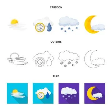 Vector design of weather and climate icon. Set of weather and cloud vector icon Stockillustratie