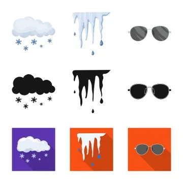 Vector design of weather and climate symbol. Collection of weather and cloud Stock Illustration