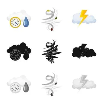 Vector design of weather and climate logo. Set of weather and cloud vector icon Stock Illustration