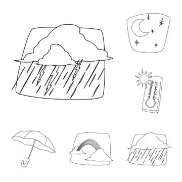 Vector design of weather and climate icon. Set of weather and cloud stock symbol Illustrazione stock