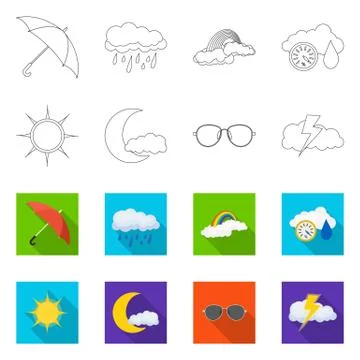 Vector design of weather and climate symbol. Set of weather and cloud stock Illustrazione stock