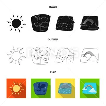 Vector design of weather and climate icon. Set of weather and cloud ...