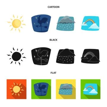 Vector design of weather and climate icon. Collection of weather and cloud stock Illustration