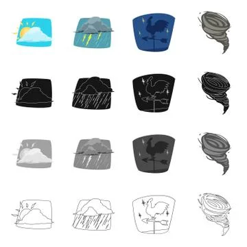 Vector design of weather and climate symbol. Collection of weather and cloud Illustration