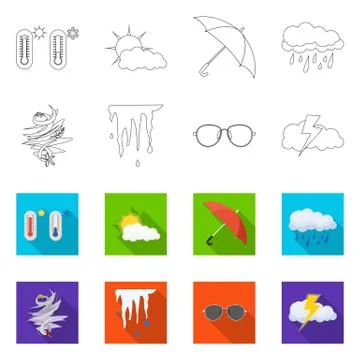 Vector design of weather and climate icon. Set of weather and cloud vector icon Stock Illustration