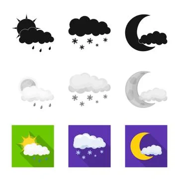 Vector design of weather and climate sign. Collection of weather and cloud stock Stockillustratie