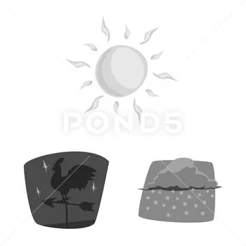 Vector design of weather and climate symbol. Set of weather and cloud ...