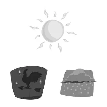 Vector design of weather and climate symbol. Set of weather and cloud stock Illustration