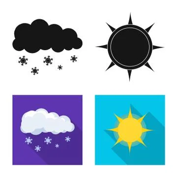 Vector design of weather and climate logo. Set of weather and cloud stock symbol 스톡 일러스트