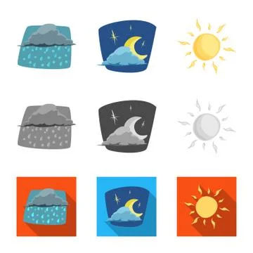 Vector design of weather and climate logo. Set of weather and cloud stock symbol 스톡 일러스트