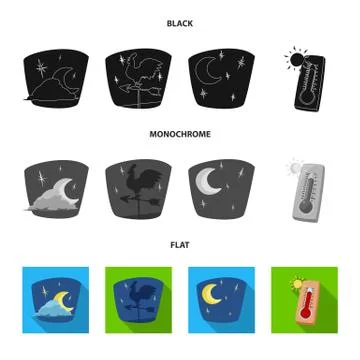 Vector design of weather and climate sign. Set of weather and cloud vector icon Illustration
