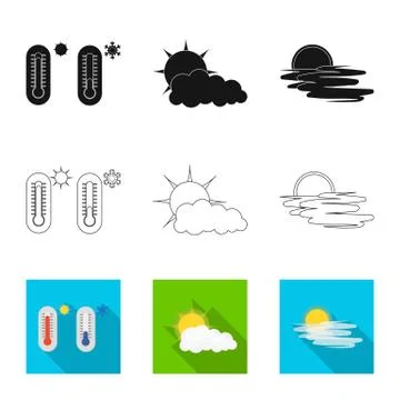 Vector design of weather and climate icon. Collection of weather and cloud Stockillustratie
