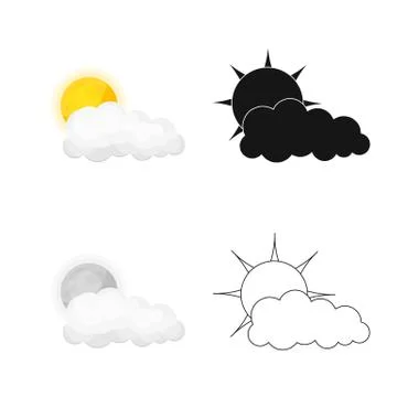 Vector design of weather and climate sign. Set of weather and cloud stock vector Stock Illustration