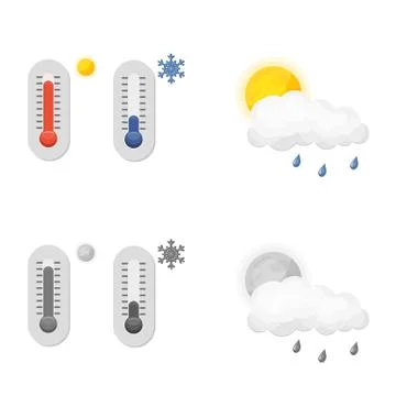 Vector design of weather and climate logo. Collection of weather and cloud stock 스톡 일러스트