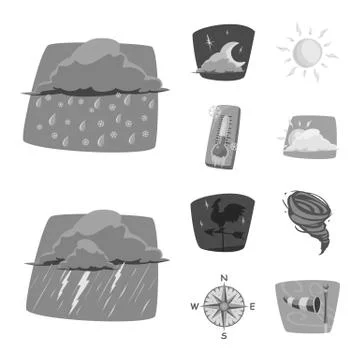 Vector design of weather and climate logo. Set of weather and cloud stock symbol Stock Illustration