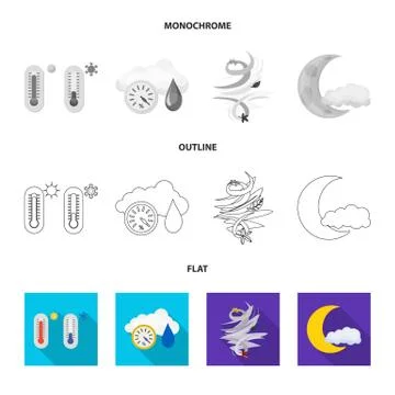 Vector design of weather and climate logo. Collection of weather and cloud stock 스톡 일러스트