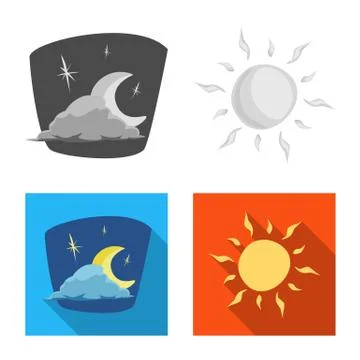 Vector design of weather and climate symbol. Collection of weather and cloud Stock Illustration