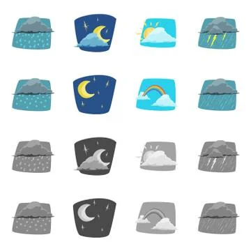 Vector design of weather and climate symbol. Collection of weather and cloud 스톡 일러스트
