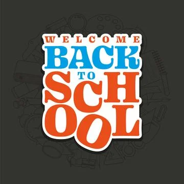 Vector design welcome back to school typography Illustrazione stock