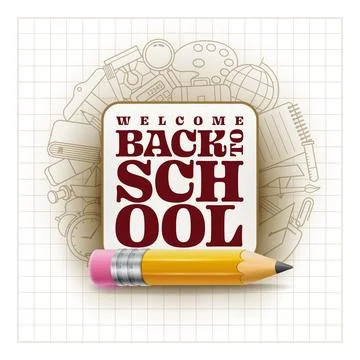 Vector design welcome back to school typography Stock Illustration