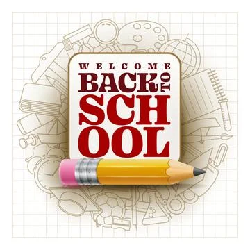 Vector design welcome back to school typography Illustrazione stock