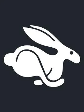 Vector design of white turbo rabbit placed on black background. Stock Illustration