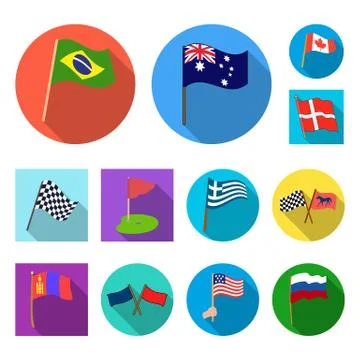 Vector design of world and flag symbol. Set of world and ribbon vector icon for Stock Illustration