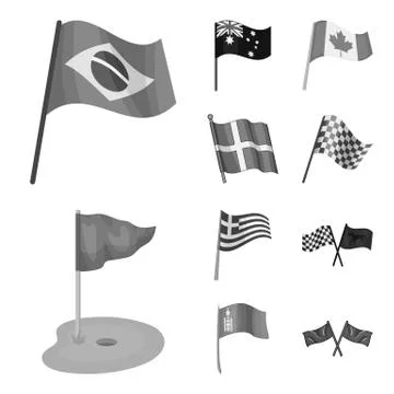 Vector design of world and flag icon. Set of world and ribbon stock symbol for Stock Illustration