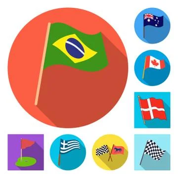 Vector design of world and flag sign. Collection of world and ribbon stock Stock Illustration