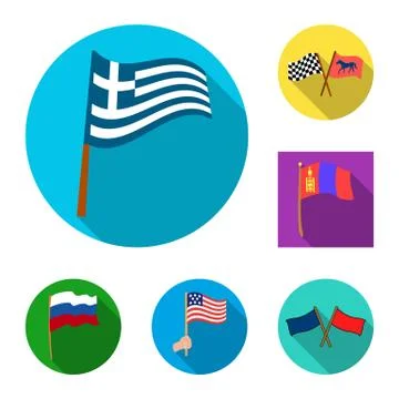 Vector design of world and flag icon. Set of world and ribbon vector icon for Stock Illustration