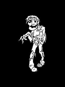 Vector design of zombie and man logo.Vector design.Isolated on black backgrou Stock Illustration
